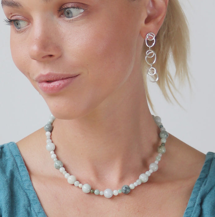 Bubble Necklace with Green Jade