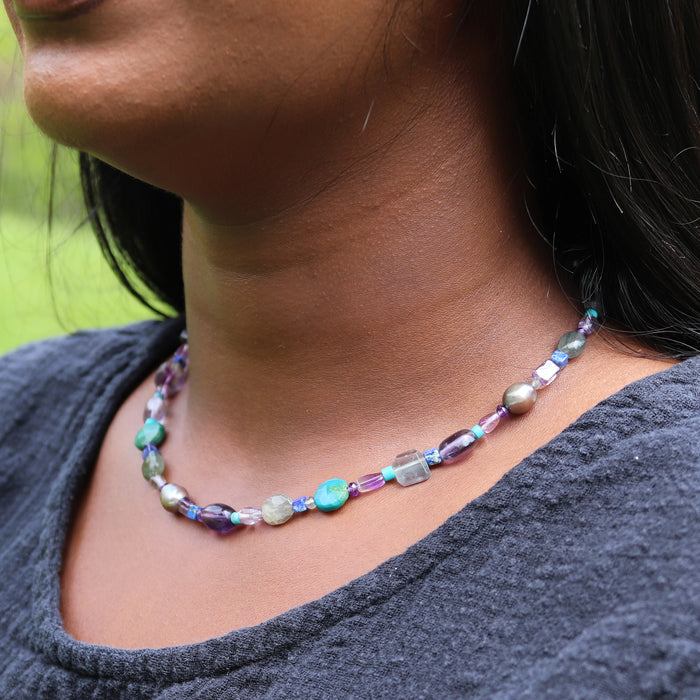 Blue & Purple Mermaid Gemstone Necklace
