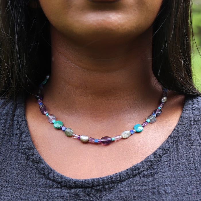 Blue & Purple Mermaid Gemstone Necklace