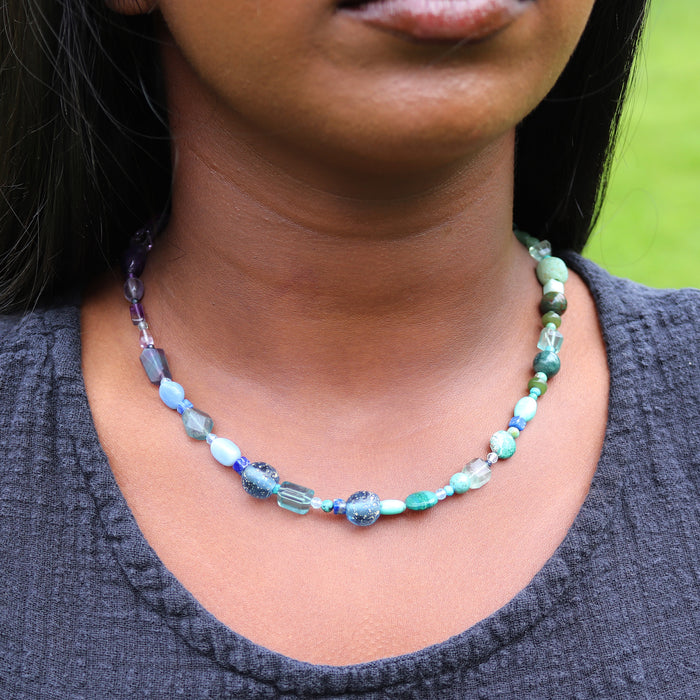 Purple to Green Ombre Gemstone Necklace