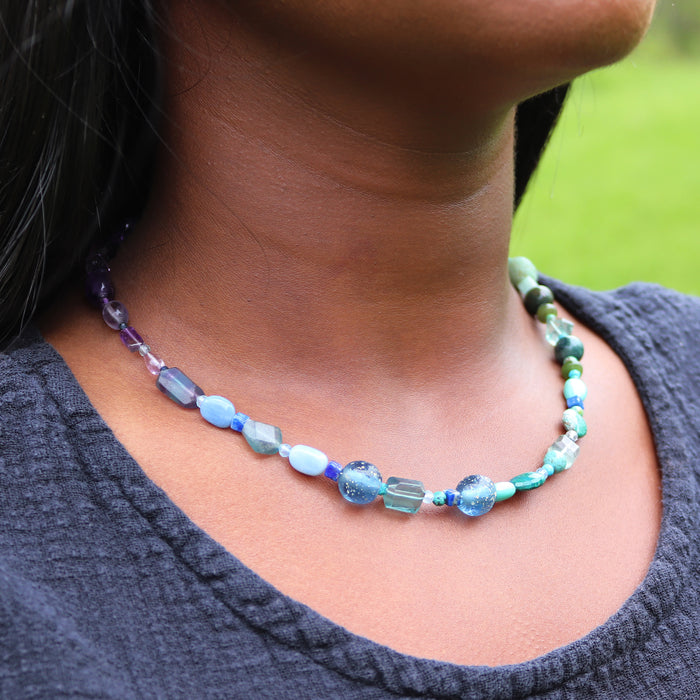 Purple to Green Ombre Gemstone Necklace