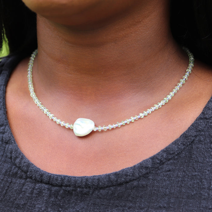 Baroque Pearl & Green Amethyst Choker