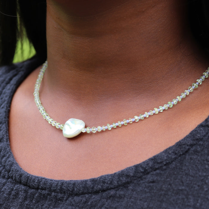 Baroque Pearl & Green Amethyst Choker