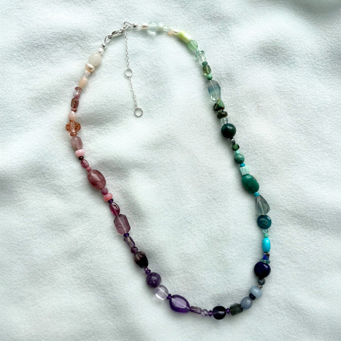 Pink to Green Ombre Gemstone Necklace