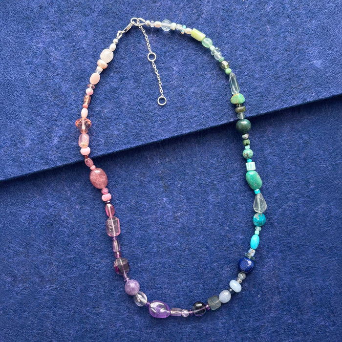 Pink to Green Ombre Gemstone Necklace