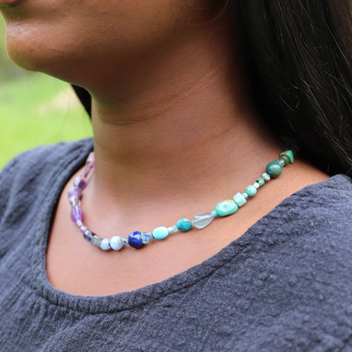 Pink to Green Ombre Gemstone Necklace