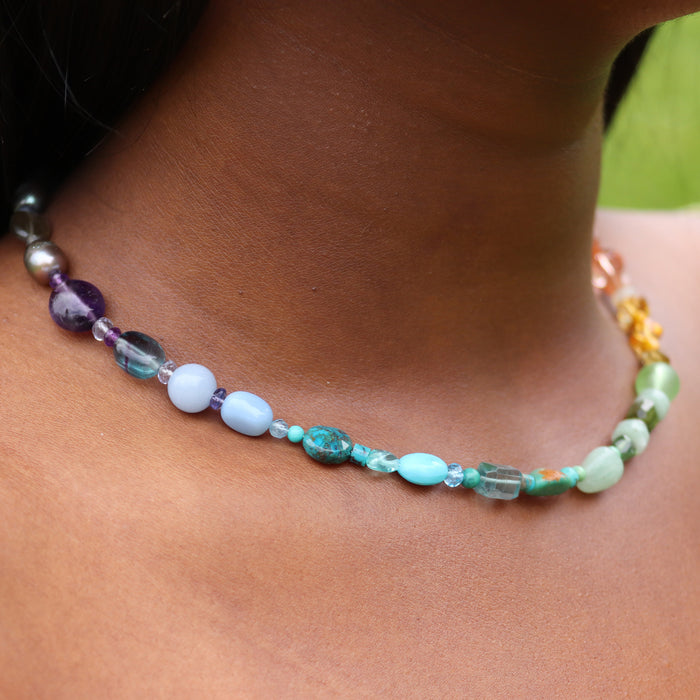 Rainbow Ombre Gemstone Necklace