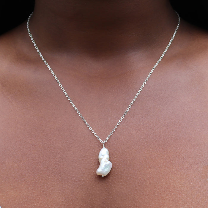 Baroque Pearl Necklace no. 3 - Sterling Silver