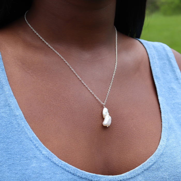 Baroque Pearl Necklace no. 3 - Sterling Silver
