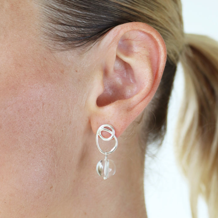 Halo Earrings with Crystal Quartz Drop