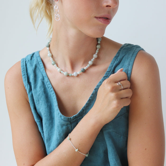 Moonbeam Bracelet with Green Jade