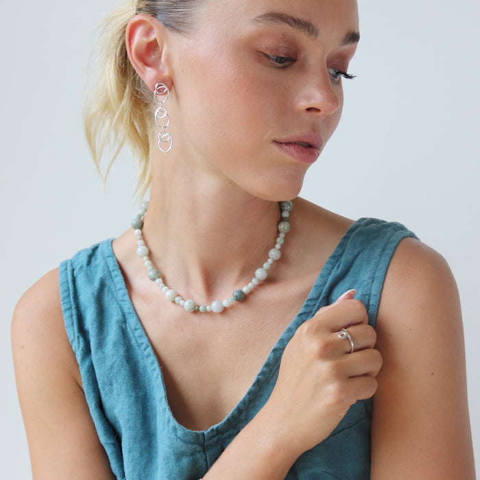 Bubble Necklace with Green Jade