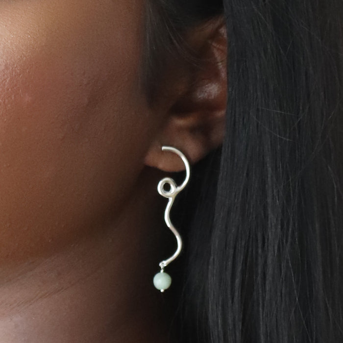 Selene Earrings with Jade Drop