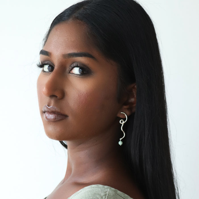 Selene Earrings with Jade Drop
