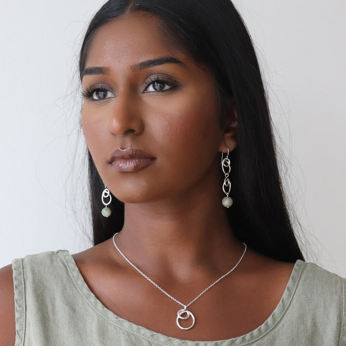 Sunlight Earrings with Jade Drop
