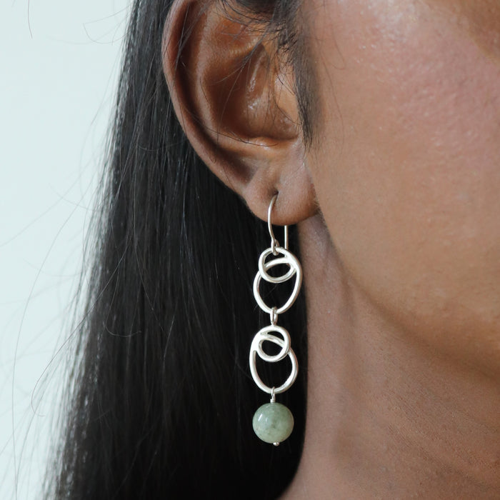 Sunlight Earrings with Jade Drop