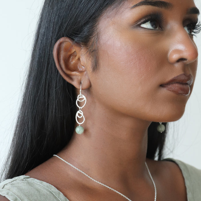Sunlight Earrings with Jade Drop