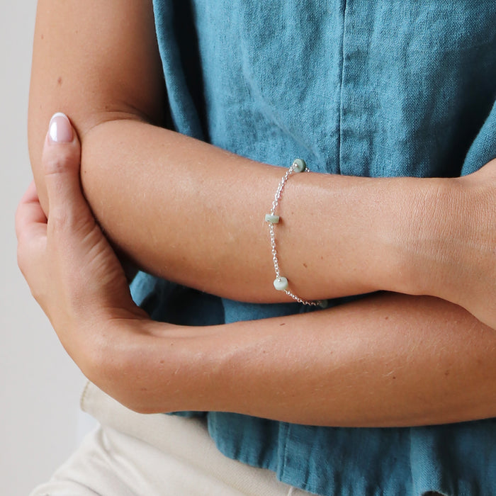 Moonbeam Bracelet with Green Jade