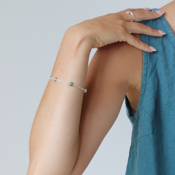 Moonbeam Bracelet with Green Jade