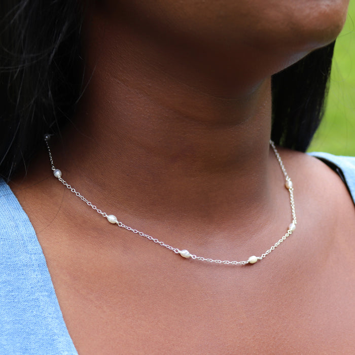 Baroque Pearl Station Necklace