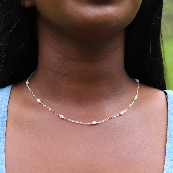 Baroque Pearl Station Necklace