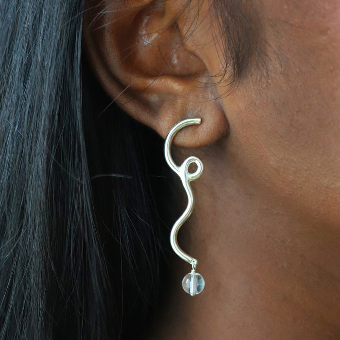 Selene Earrings with Clear Quartz Drop