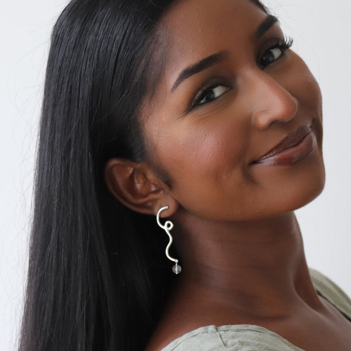 Selene Earrings with Clear Quartz Drop