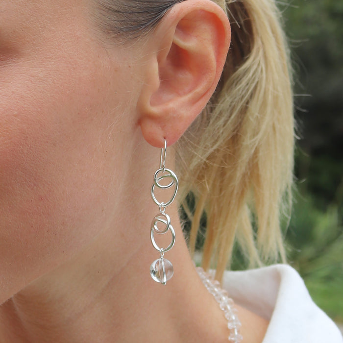 Sunlight Earrings with Crystal Quartz Drop