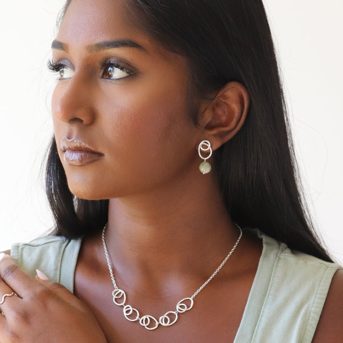 Halo Earrings with Jade Drop